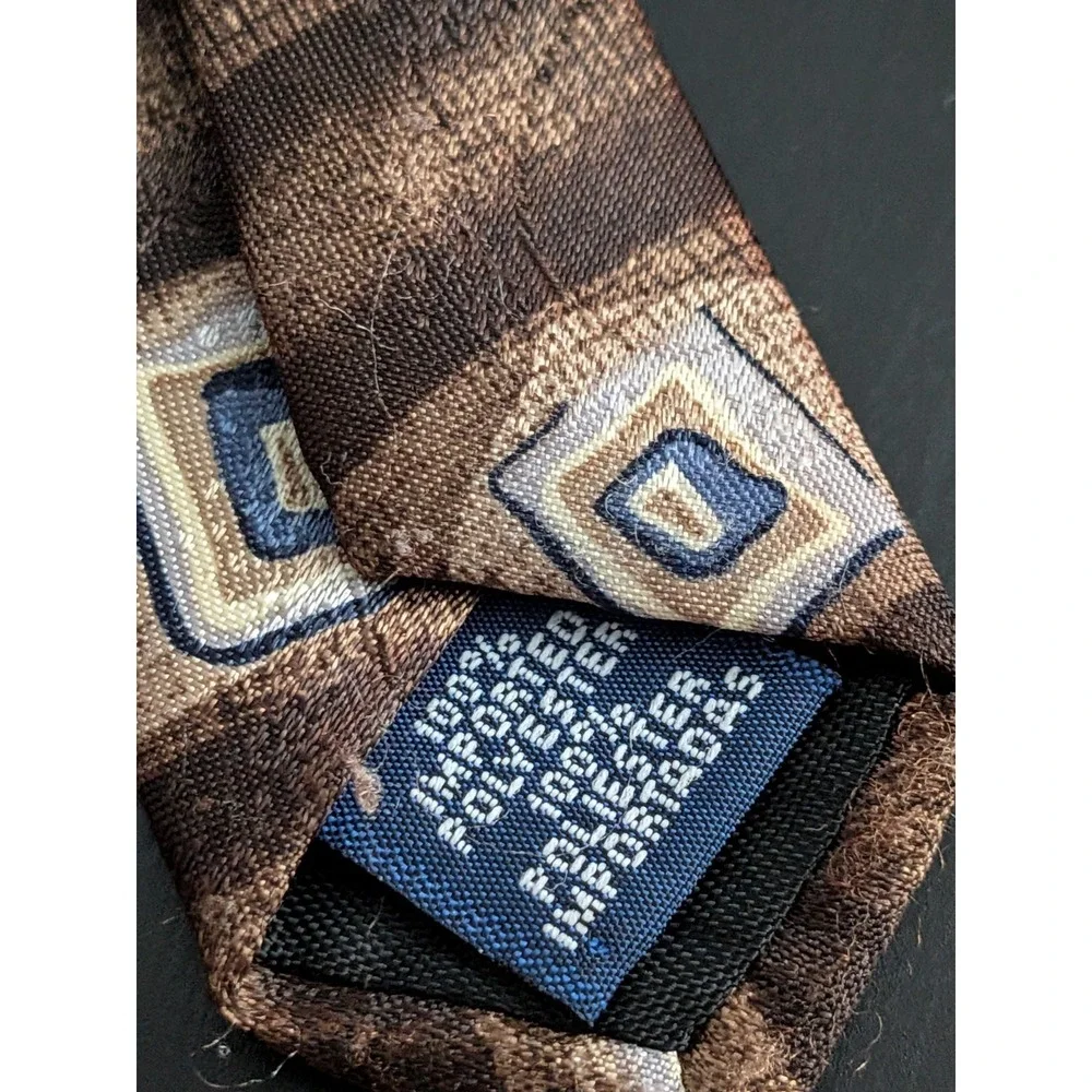 Vintage David Taylor Tie Necktie Brown‎ Abstract Clip On 20